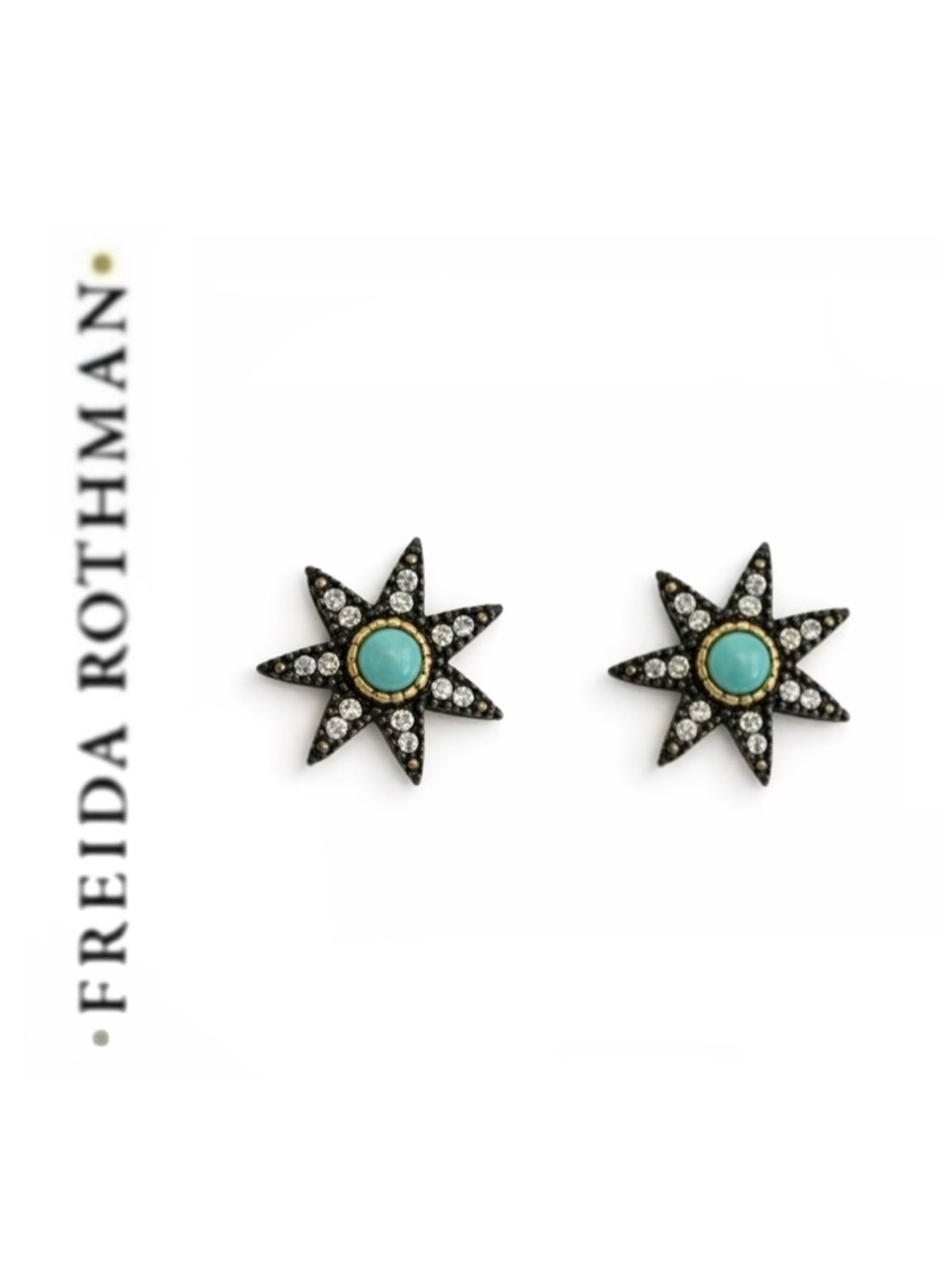 Freida Rothman CELESTIAL STELLULAR STUDS in Black, Gold and Turquoise